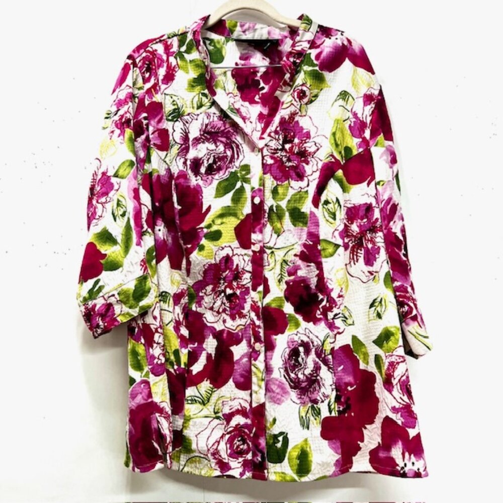 (2) Blouses Flora-Maggie Barnes Sz 16W Button & Charter Club 16 Pull Over(55 - Picture 7 of 11